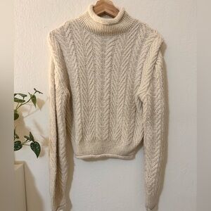 ✨ MNG by Mango Cream Textured Turtleneck Sweater ✨
